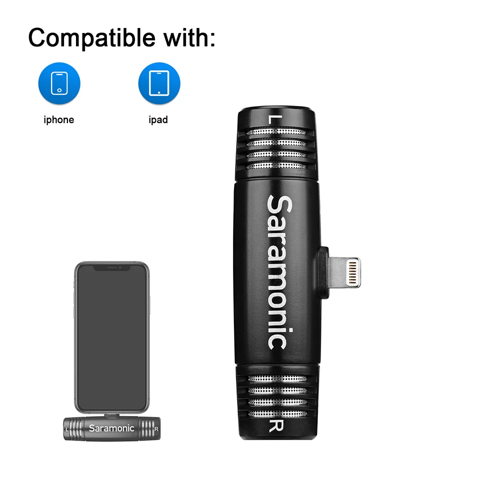 Компактный стереомикрофон Saramonic SPMIC510 Di Plug and play для устройств iOS с разъемом