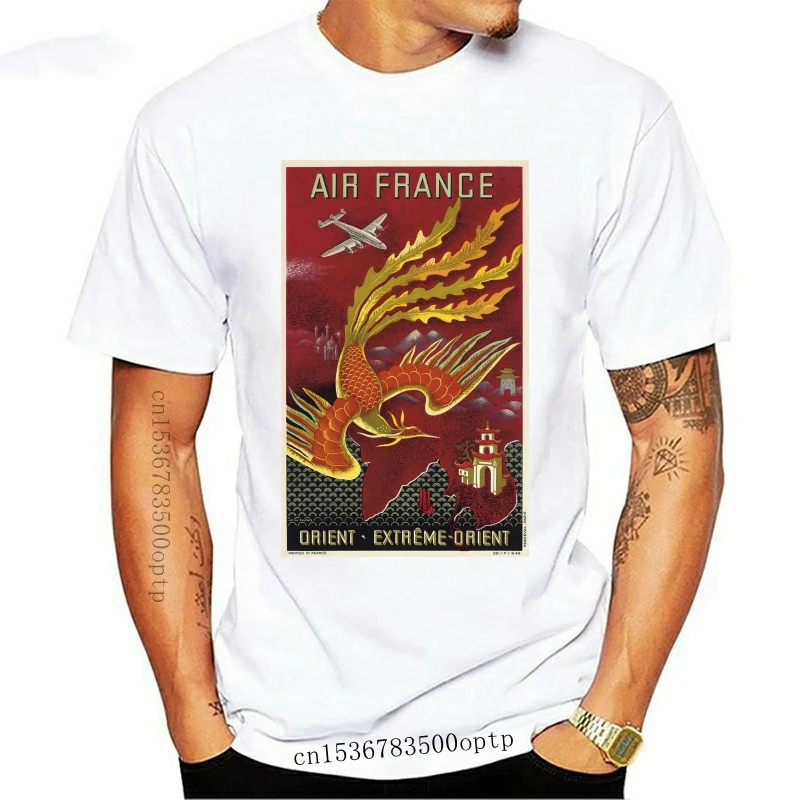 

New Brand 2021 Air France T-Shirt Vintage Travel Poster Fire Dragon Art Design