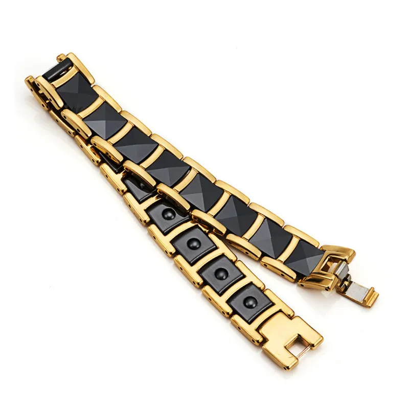 Черный керамический браслет NHGBFT для женщин и мужчин магнитный из нержавеющей