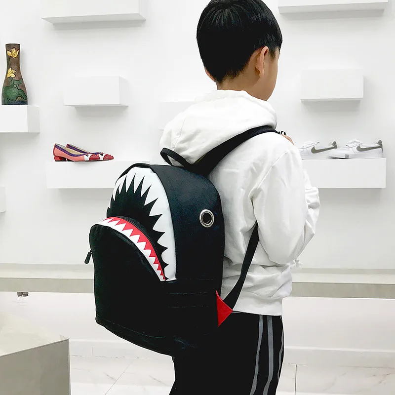 

New Children's School Bag Kindergarten Boy Girls Bags Korean Cartoon Shark Parent-child Bags 3-6Yrs Kids Plush Travel Backpack