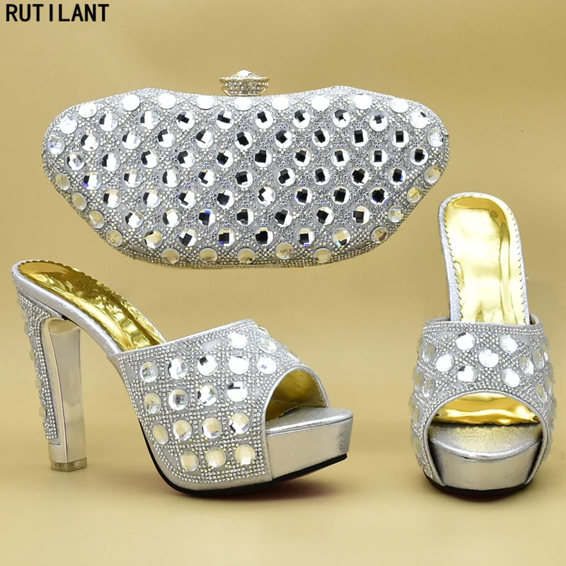 Африканские женские туфли и сумки на высоком каблуке обувь без шнуровки для