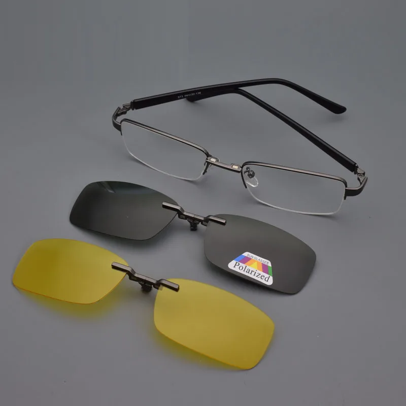 Мужские Складные солнцезащитные очки с полуободковой оправой близорукие