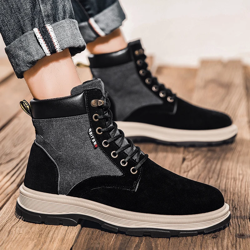 

2020 Autumn Working Safety Men Boots Black Men Casual Shoes Comfortable Men Pu Leather Boots Anti Slip Mens Tactical Boots
