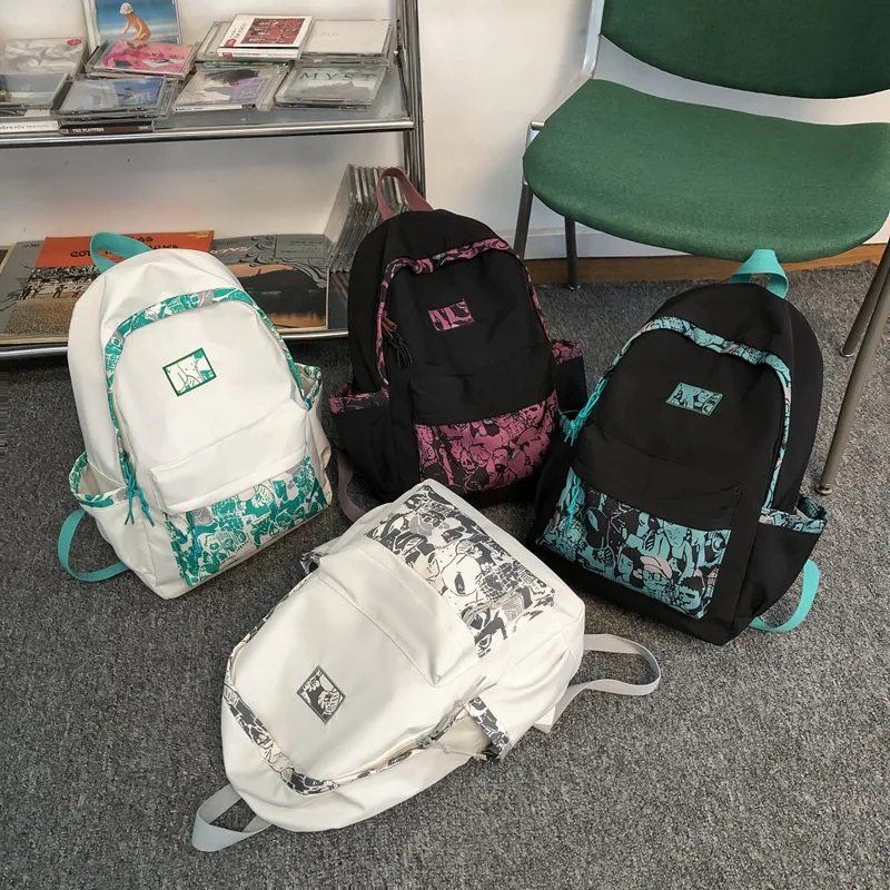

Ladies Fashion Leisure Waterproof Nylon Fabric Outdoor Travel Large Capacity Backpack Printed Cartoon Pattern Student School Bag