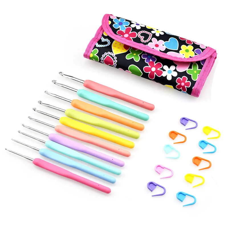 10 шт./компл. фирменные спицы для вязания силиконовая ручка Алюминиевые крючки