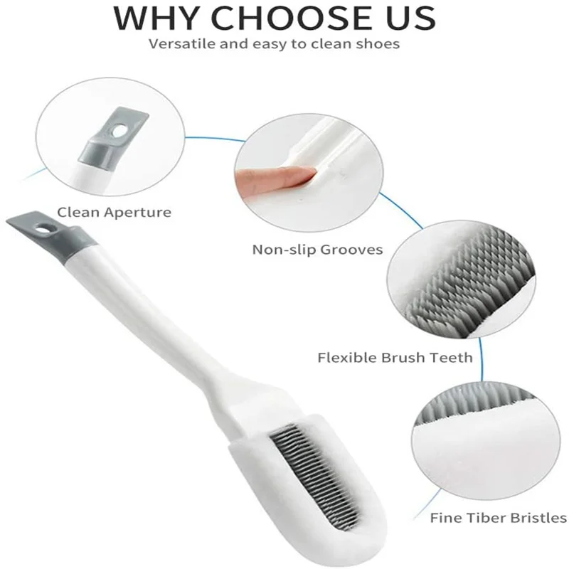 Professional shoe cleaning brush multifunctional long-handled cleaner white slippers kit hanging soft | Дом и сад
