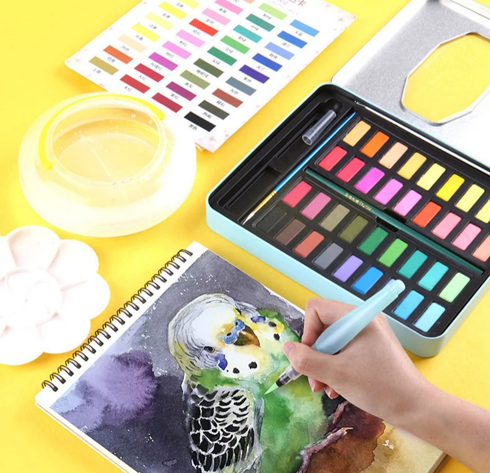 36 цветов Твердые акварельные краски в наборе с кистью студент Рисование Живопись