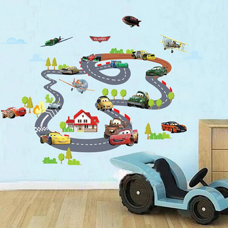 

Kids room 3d cars wall stickers home decoration removable living room cartoon bus wall decals children bedroom