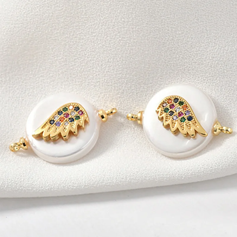 

10pc DIY Natural Shell Heart Wings Pendants Female Necklace Earring Bracelet Color Crystal Pendant Accessories Wholesale Jewelry