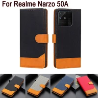 leather phone case for realme narzo 50a cover flip wallet stand protective shell etui book on for realme rmx3430 narzo50a case