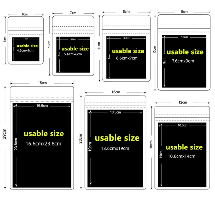 Матовая черный белый цвет Алюминий Фольга повторно закрывающейся молнией мешок