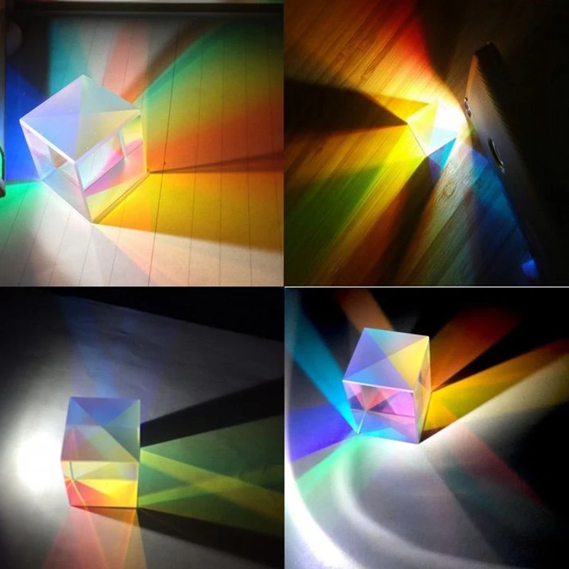 

Optical Color Prism 18mm Six-sided Bright Light Ice Cube Beam Splitting Prisms K9 Glass Lens Teaching Experiment Tool Customized