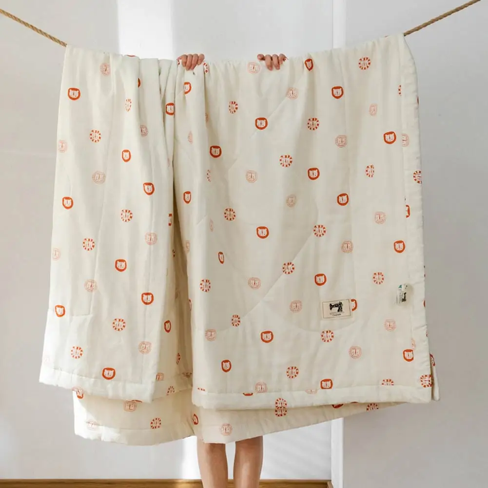 

Papa&Mima Gauze Cotton Plaid Quilt Thin Quilted Throws Blanket Summer Comforter