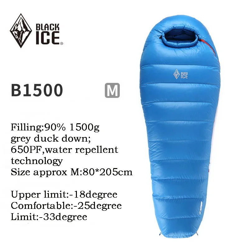 

BLACKICE -25 Degree 90% Duck Down Mummy Sleeping Bag Splicing Single Sleeping Bags Camping Hiking Winter Cold B700 B1000 B1500