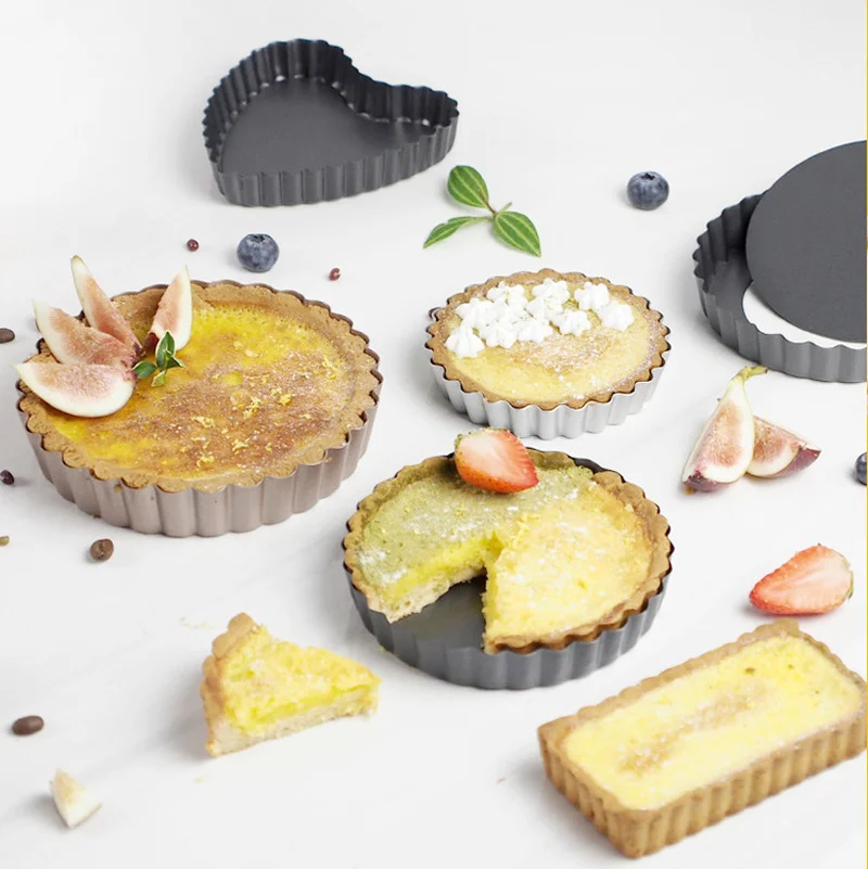 

Live Bottom Baking Tray Non-Stick Coating Chrysanthemum Pie Tin Egg Tart Plate Pizza Plate Kitchen Baking Tools Eco-Friendly
