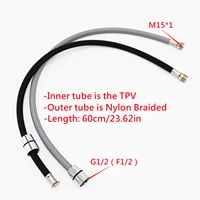 f12 m151 nylon braided flexible water hose for kitchen 60cm pull out faucet hose spinning tube black gray plumbing