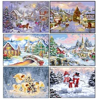 framed winter snow diy oil painting landscape winter snow pictures by numbers on canvas wall art coloring by number