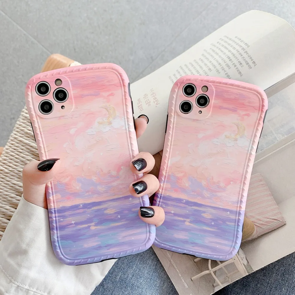 

Princess Pink oil painting mobile phone case For iPhone 11 case Anti falling soft silicon shell for iPhone 7 8 X Xr Xs Max case