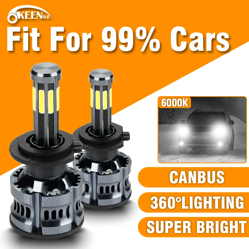 

OKEEN H4 LED H7 Canbus H11 H8 HB4 H1 H3 9005 HB3 Auto Car Headlight Bulbs Motorcycle 9600LM Car Accessories 6000K White Fog Lamp