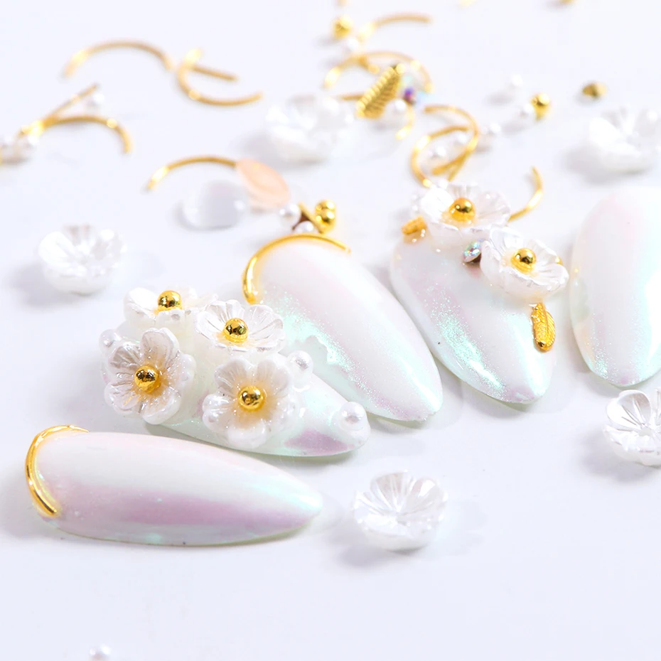 3D смешанные металлические цветы стразы для дизайна ногтей украшение из