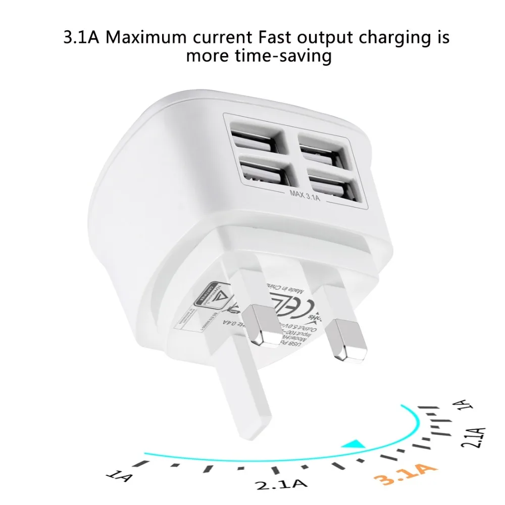 [BS сертификат] HAWEEL UK Plug 4 usb порта Макс 3.1A ravel зарядное устройство, частная форма с патентом, для iPhone, iPad, Galaxy, huawei