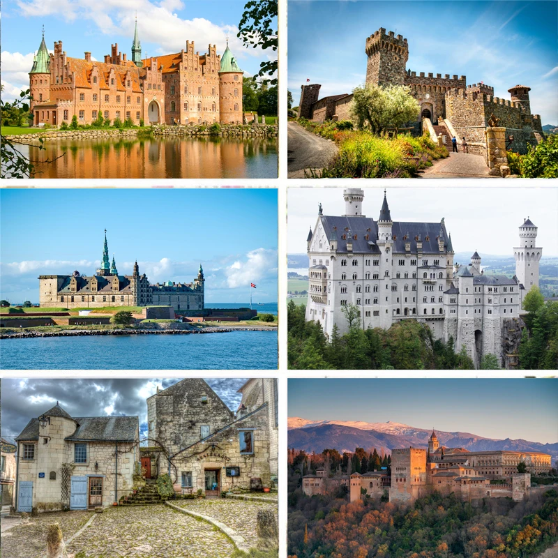 Виниловый фон Nitree для фотосъемки Европейский средневековый старый замок