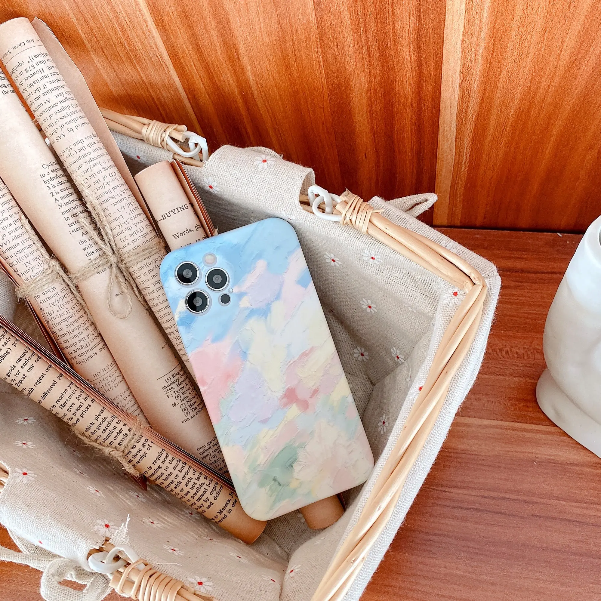

Oil Painting Shell For iPhone 12 mini 11 Pro Max X XS Max XR 7 8 Plus Camara Protective Cover Colorful