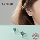 La Monada 925 пробы серебряные серьги-гвоздики минималистский ассиметричный серьги-гвоздики в виде кактусов для женщин серебро 925 ювелирные изделия