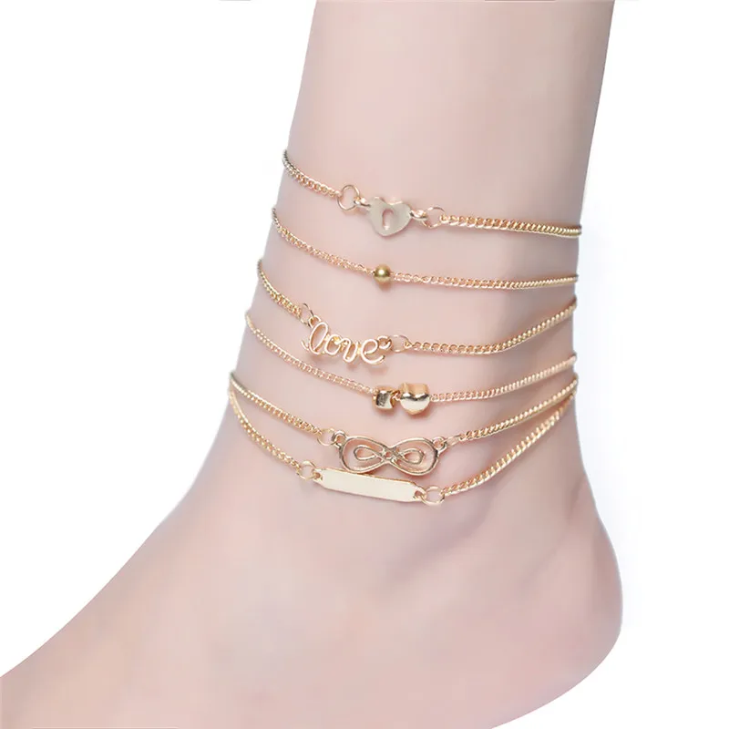 6 шт./компл. Пляж ног вечерние ювелирные изделия в форме сердца со знаком