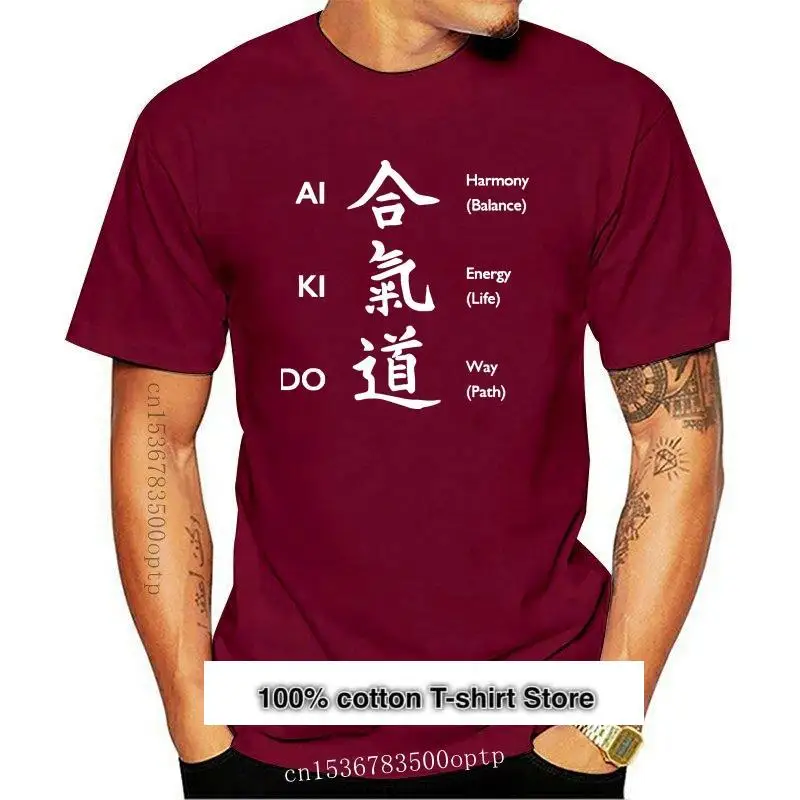 

Camiseta de algodón con estampado de Aikido ai ki do w Kanji, 100%, color negro, 2021, gran oferta, novedad de 2021