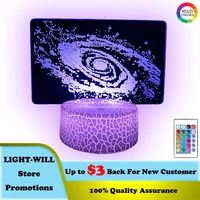 galaxy solar system 3d illusion led night light free shipping for bedroom table lamp home room decor lights multi color changing