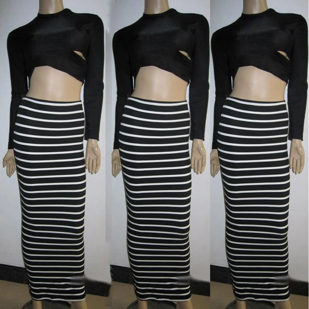 Комплект из 2 предметов: Женская облегающая Повседневная Длинная юбка макси в