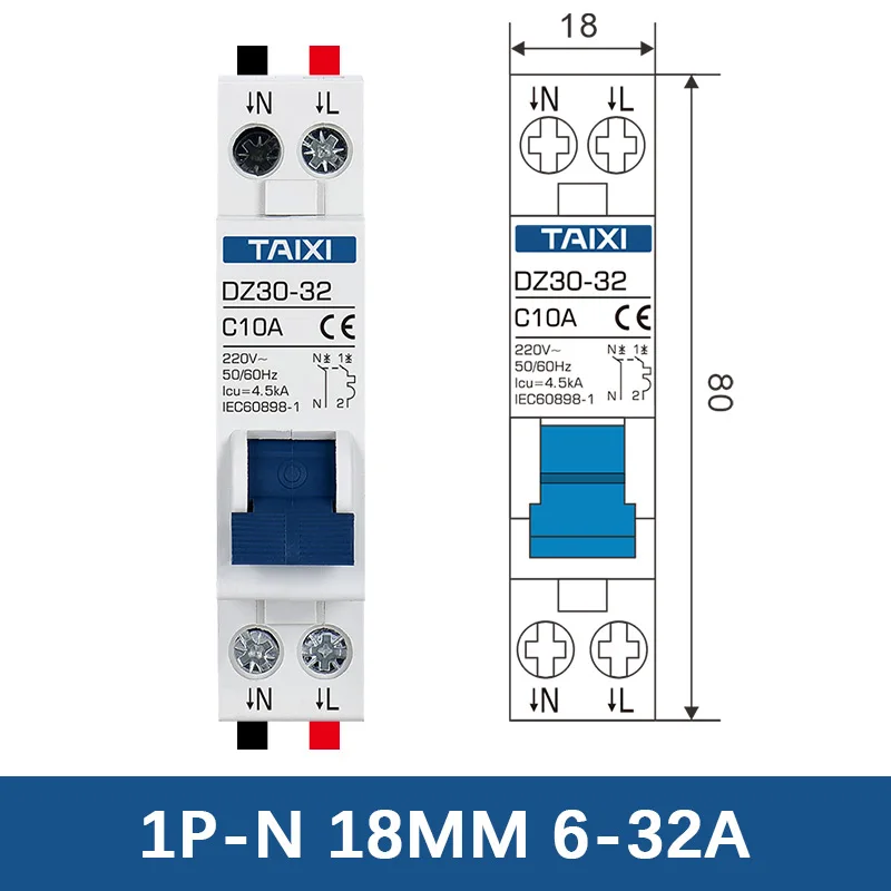 TAIXI TPNL DPN DPNL DZ30 MCB мини автоматический выключатель 1P + N полюс AC 220 В 6A 10A 16A 20A 32A