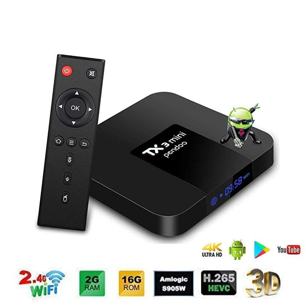 Tanix TX3 мини-телеприставка IPTV Android 7,1 Amlogic S905W четырехъядерный процессор 2 Гб 16 Гб H.265 декодирование 4K Wifi смарт-приставка медиаплеер