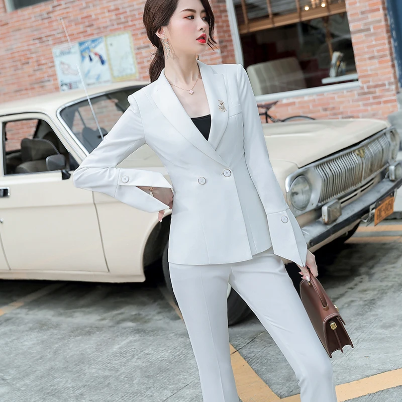 Женский офисный брючный костюм Lenshin комплект из двух предметов модный