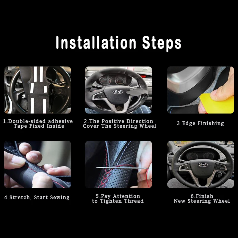 

Car Braid Steering Wheel Covers for Audi A6L Leather Interior Accessories Car-styling Auto Braid On The Steering Wheel Cover