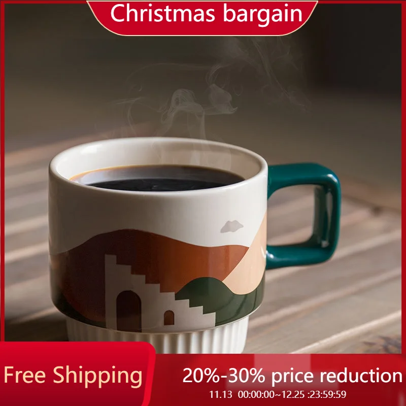 

Retro Ceramic Mug Drinking Cup Breakfast Cup Milk Coffee Cup Latte Cup Cute Coffee Mugs and Cups