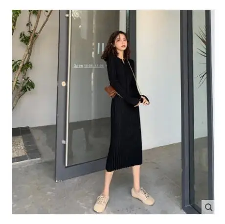 

Dress 2021 New Style WOMEN'S Spring Waist Hugging Slimming Elegant Sweater Long Underwear Jersey Children