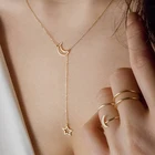 Ожерелье в богемном стиле, звезда и лунное, подвесное, золотого цвета, длинная цепочка до ключицы для женщин, подарочные украшения для вечеринок