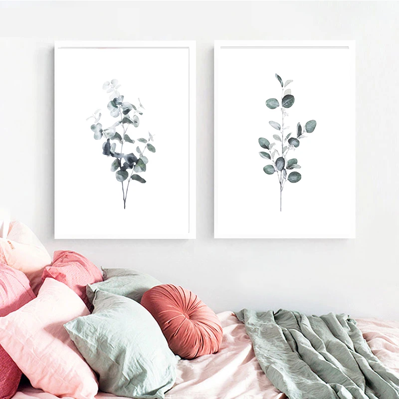 Акварельные растения лист холст постер скандинавский принт настенное