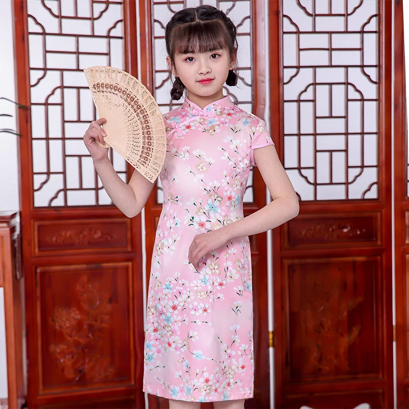 

Shanghai Story Summer Chinese Kid Child Girl Cotton Flower Cheongsam Dress Girls Qipao Girl's Costume