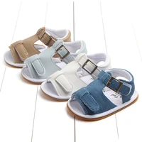 stylish baby boys sandals summer solid color toddler slip on shoes baby pu leather sandals 0 18 months