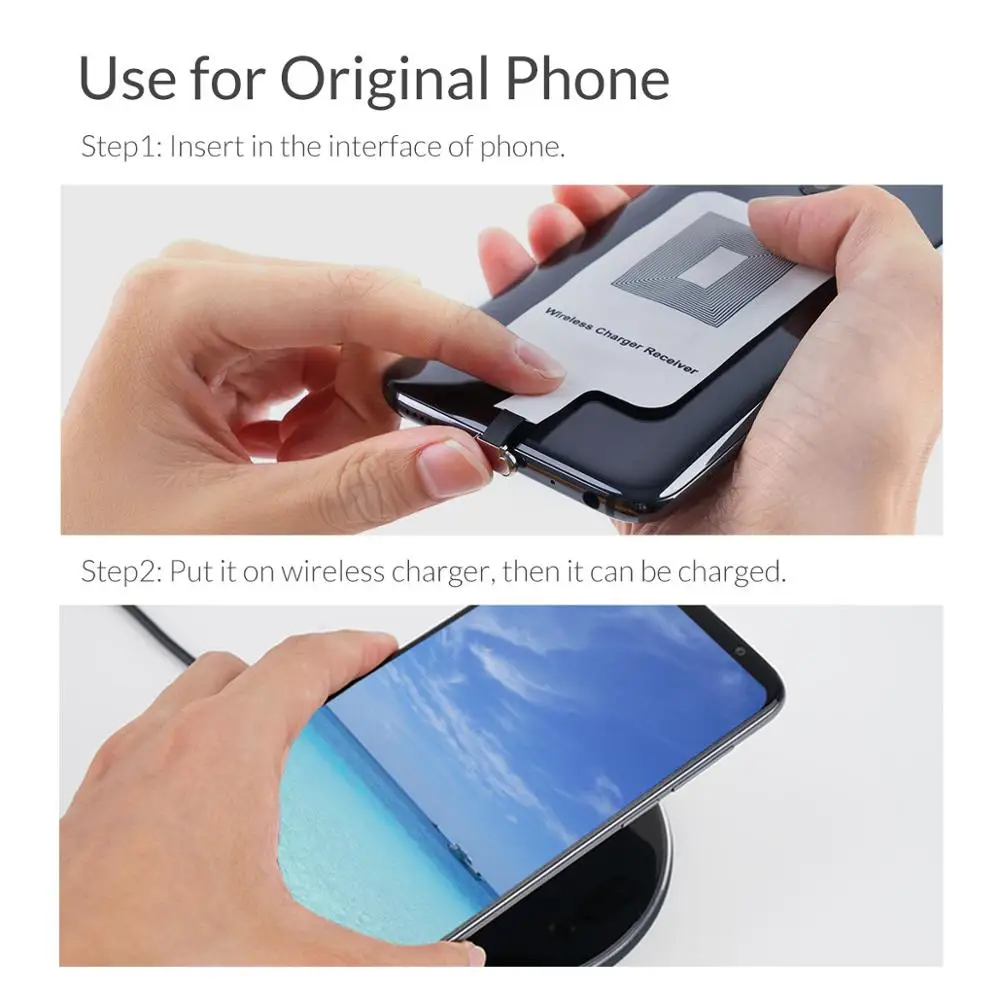 Беспроводной зарядный приемник ORICO QI для iPhone беспроводной телефона Micro USB Type c|charging