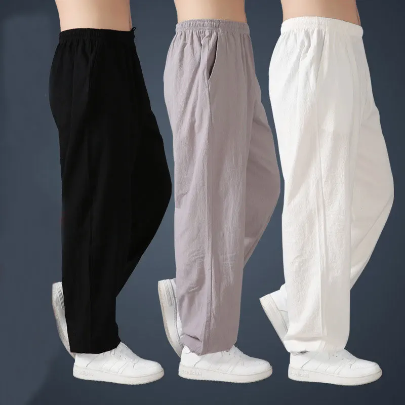 

Loose Cotton Linen Pants For Men Harem Pants Men's Tai Chi Pants Martial Arts Kung Fu Summer Running Pants Yoga breathable