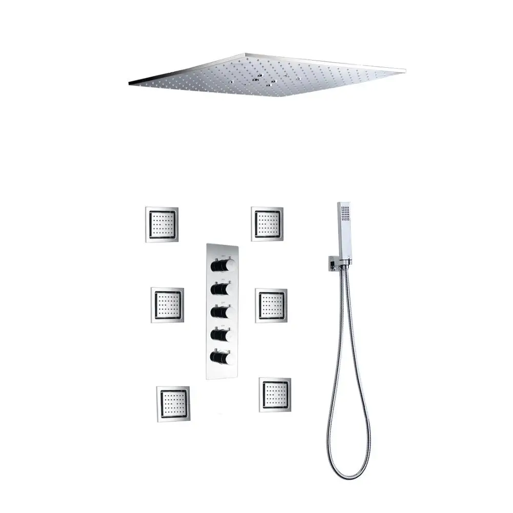 DULABRAHE Thermostatic Bathroom Shower Faucet Set Concealed Mixer System Bath 20 Inch Ceiling Rain Head | Обустройство дома