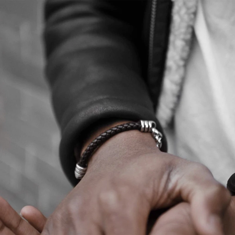 Мужской браслет Mcllroy из кожи и нержавеющей стали с цепочкой украшения браслеты в