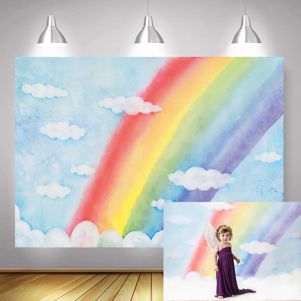 Радужный фон для портретной фотосъемки новорожденных студийной детской на день