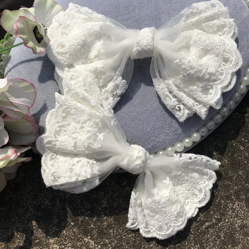 

Fashion Woman Girl Bridal Hairpin Sweet Princess Lace Hair Clip White Lace Big Bow Hairgrips Hair Bows Headwear Hair Accessories