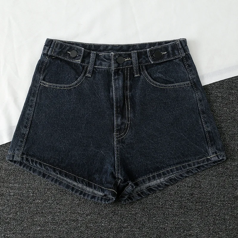 

EasyGarment Simple Wide-Leg Denim Shorts Women's Summer High Waist Slimming Korean Style Hot Pants Super Short Jeans