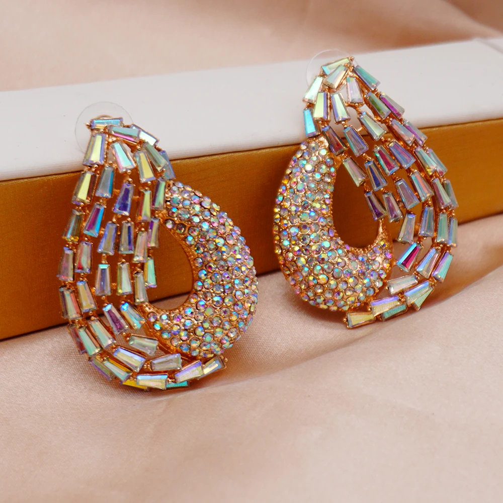 

Новые модные дизайнерские ювелирные изделия, яркие серьги Стразы с кристаллами, висячие серьги для женщин, серьги, подарок Вечерние